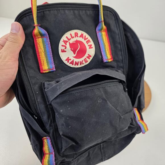 Fjallraven Kanken Rainbow Mini Pride Backpack Black 7L F Small Daypack - Picture 12 of 13